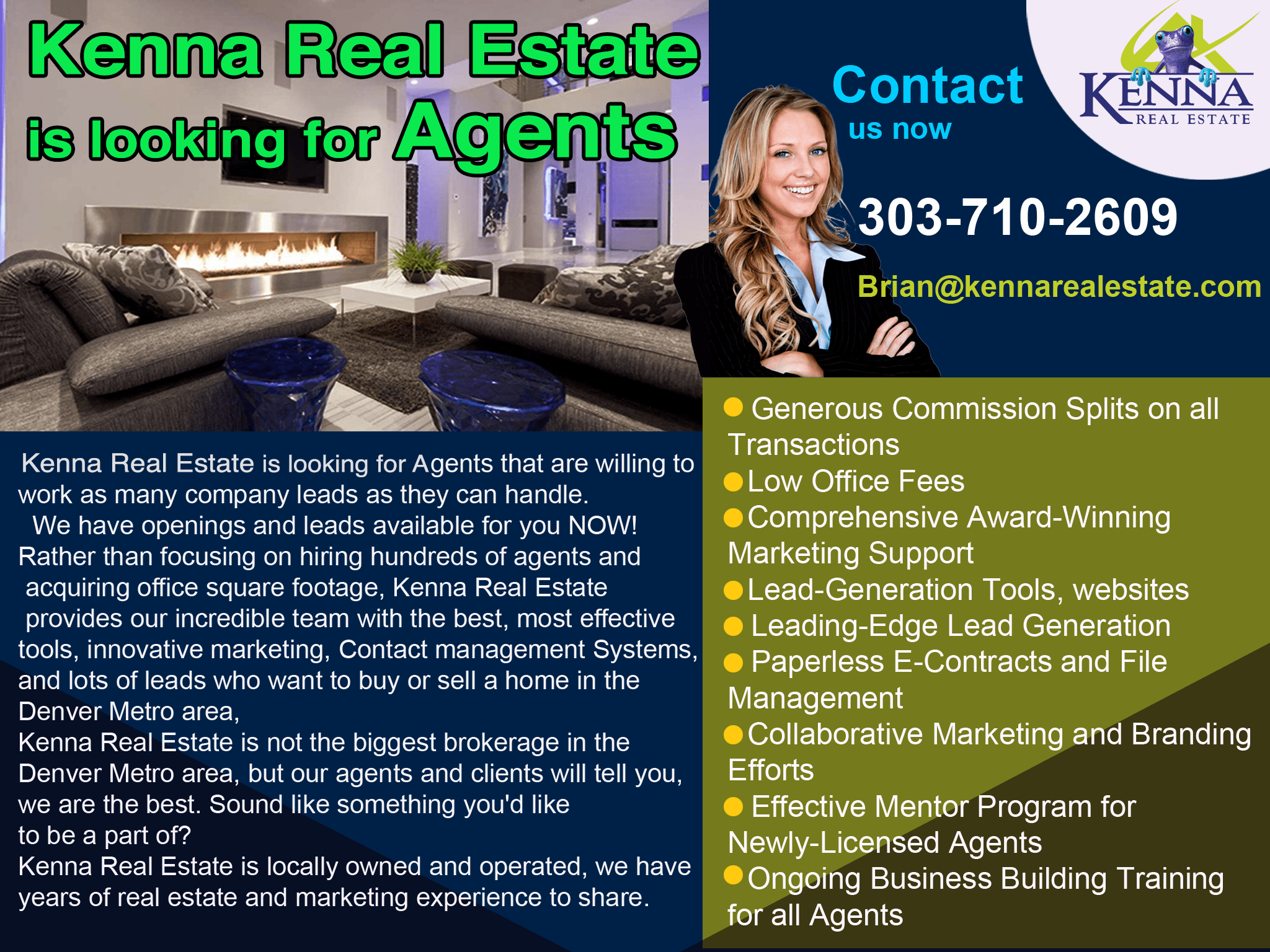 Kenna Real Estate is looking for Agents